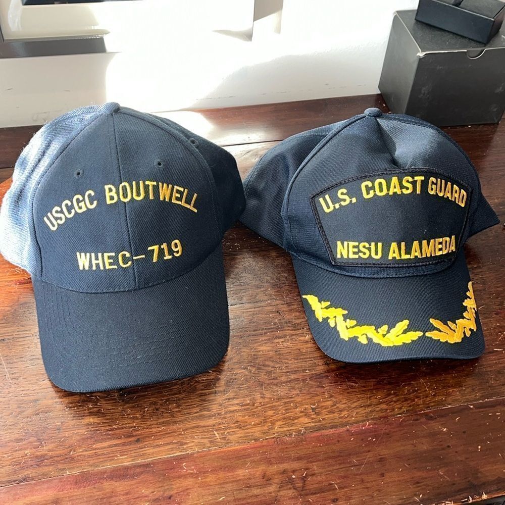 Two (2) Blue USCG Coast Guard Snapback Baseball Cap Alameda California Boutwell